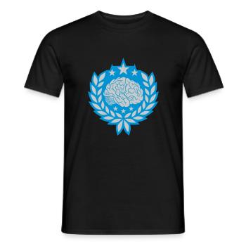 Laurel Wreath Brain Stars Coat of Arms - Men's T-Shirt - black - Front - AI Model Male 178 light (178cm)