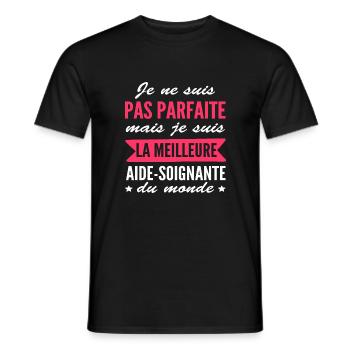 pas parfaite mais aide-soignante - T-shirt homme - noir - Devant - AI Model Male 178 light (178cm)