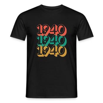 Anniversaire année 1940 / Vintage 1940 / Rétro 40 - T-shirt homme - noir - Devant - AI Model Male 178 light (178cm)