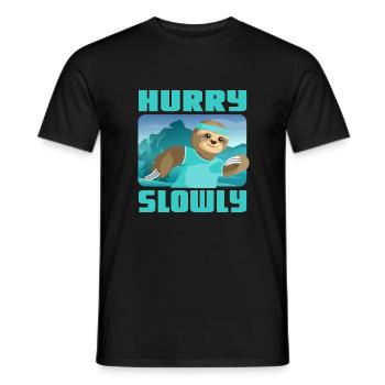 Hurry Slowly Faultier Wandern Türkis Natur Outdoor - Männer T-Shirt - Schwarz - Vorne - AI Model Male 178 light (178cm)