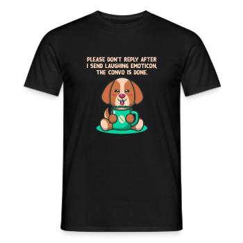 Laughter emoticon means thank you introverted couple - Men's T-Shirt - black - Front - AI Model Male 178 light (178cm)