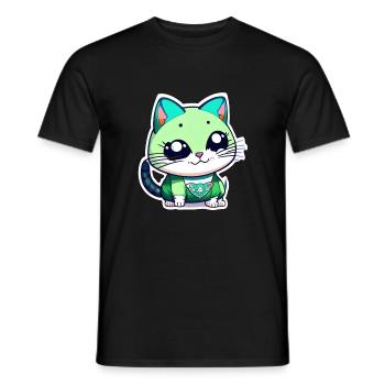 un mignon petit chat kawaii - manga - T-shirt homme - noir - Devant - AI Model Male 178 light (178cm)