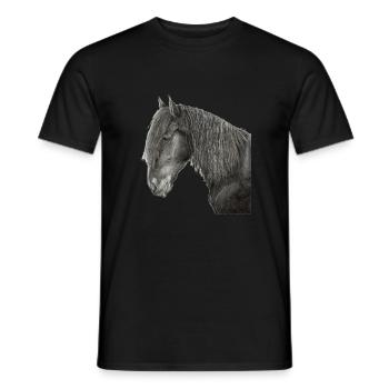 Friesian horse portrait - Men's T-Shirt - black - Front - AI Model Male 178 light (178cm)