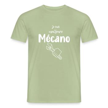 Je suis meilleure Mécano - T-shirt homme - vert sauge - Devant - AI Model Male 178 light (178cm)