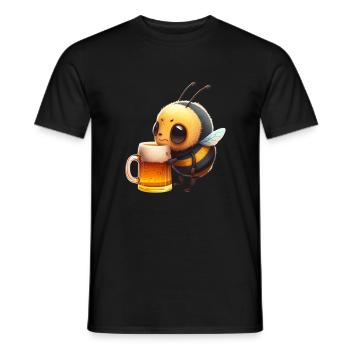 La petite abeille boit une grosse bière - T-shirt homme - noir - Devant - AI Model Male 178 light (178cm)