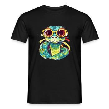 Sna the spectacled snake - Men's T-Shirt - black - Front - AI Model Male 178 light (178cm)