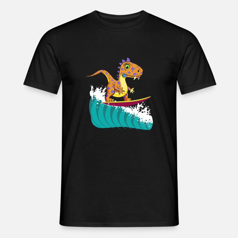 Dino Surf Cool #2 - Männer T-Shirt - Schwarz