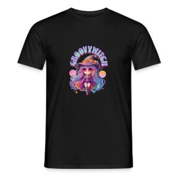 groovy witch - Men's T-Shirt - black - Front - AI Model Male 178 light (178cm)