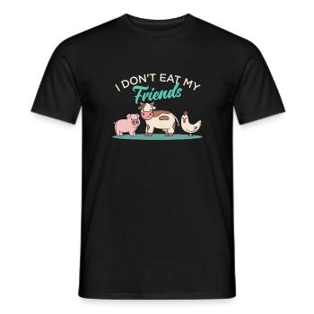 Friends Happy Chicken Cow Design für Veganer - Männer T-Shirt - Schwarz - Vorne - AI Model Male 178 light (178cm)