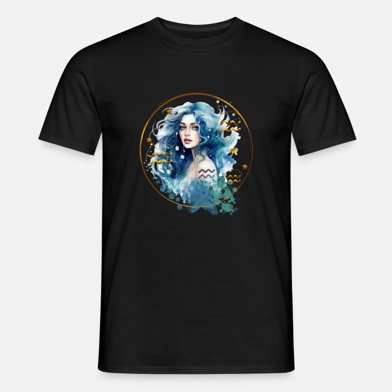 Sternzeichen Wassermann. Aquarius - Männer T-Shirt - Schwarz