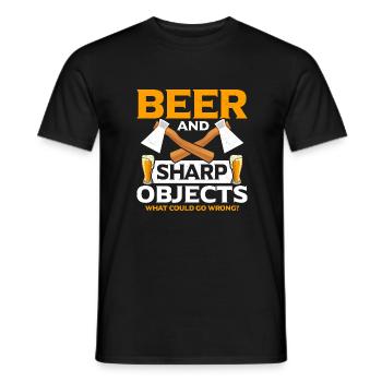 Bière Et Objets Tranchants Hache De Lancer Hachette Hache - T-shirt homme - noir - Devant - AI Model Male 178 light (178cm)