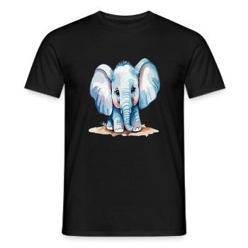 Éléphant à l’aquarelle - T-shirt homme - noir - Devant - AI Model Male 178 light (178cm)