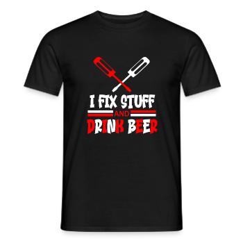 I fix stuff and drink bear funny quote - Men's T-Shirt - black - Front - AI Model Male 178 light (178cm)