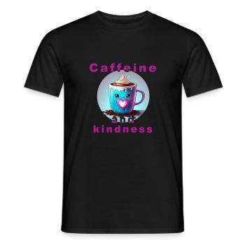 Liebevolle Kaffeetasse mit Botschaft "Koffein und Verwandtschaft" - Männer T-Shirt - Schwarz - Vorne - AI Model Male 178 light (178cm)