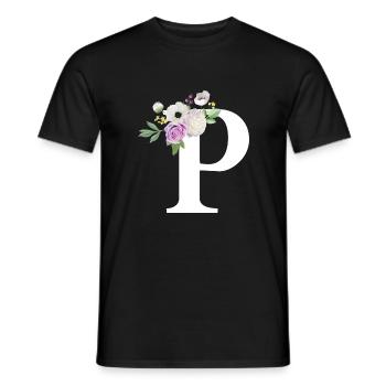 Lila Blumenbuchstabe p - Männer T-Shirt - Schwarz - Vorne - AI Model Male 178 light (178cm)