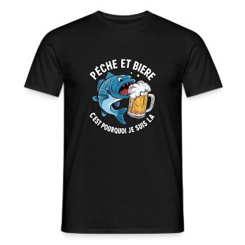 Fishing and Beer - Fisherman Humor - Men's T-Shirt - black - Front - AI Model Male 178 light (178cm)