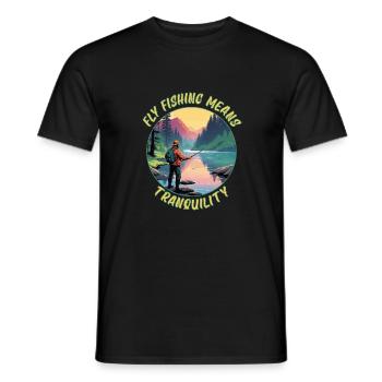 Fly Fishing Means Tranquility - Men's T-Shirt - black - Front - AI Model Male 178 light (178cm)