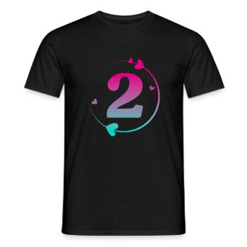 2nd Birthday Colorful Heart Circle - Men's T-Shirt - black - Front - AI Model Male 178 light (178cm)
