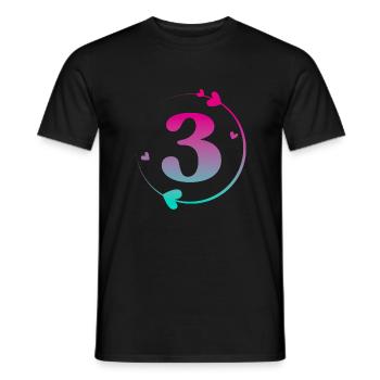 3rd Birthday Colorful Heart Circle - Men's T-Shirt - black - Front - AI Model Male 178 light (178cm)