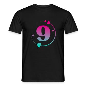 9e anniversaire cercle cœur coloré - T-shirt homme - noir - Devant - AI Model Male 178 light (178cm)