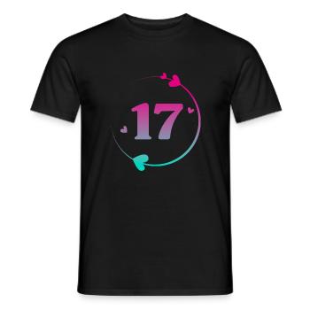 17th Birthday Colorful Heart Circle - Men's T-Shirt - black - Front - AI Model Male 178 light (178cm)