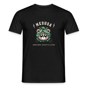 Manchmal ist Schönheit eine Qual Niedliche Medusa Bärin - Männer T-Shirt - Schwarz - Vorne - AI Model Male 178 light (178cm)