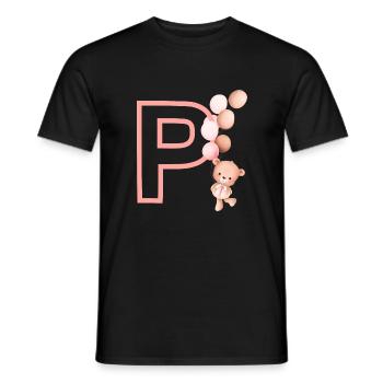 Rosa Bär Buchstabe P - Männer T-Shirt - Schwarz - Vorne - AI Model Male 178 light (178cm)