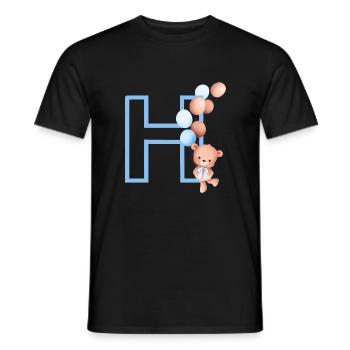 Letter h blue bear - Men's T-Shirt - black - Front - AI Model Male 178 light (178cm)