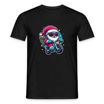 Der Weihnachtsmann auf einem Motorrad - Männer T-Shirt - Schwarz - Vorne - AI Model Male 178 light (178cm)