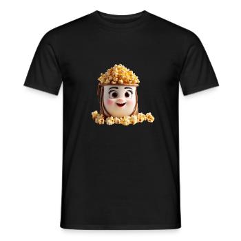 Happy Popcorn Tüte - Männer T-Shirt - Schwarz - Vorne - AI Model Male 178 light (178cm)