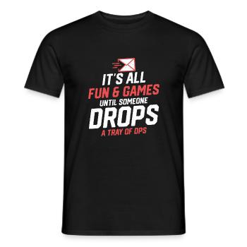It's All Fun & Games Mail Postal Worker - Men's T-Shirt - black - Front - AI Model Male 178 light (178cm)