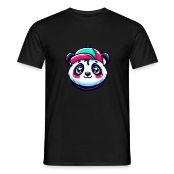 Cute Kawaii Panda Head with Cap - Men's T-Shirt - black - Front - AI Model Male 178 light (178cm)