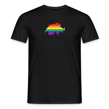 Schweiz Regenbogenflagge für stolze LGTB-Schweizer - Männer T-Shirt - Schwarz - Vorne - AI Model Male 178 light (178cm)