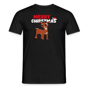 Rudolph das Rentier mit roter Nase + Christmas - Männer T-Shirt - Schwarz - Vorne - AI Model Male 178 light (178cm)