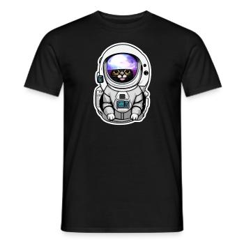 chat astronaute dans l espace - T-shirt homme - noir - Devant - AI Model Male 178 light (178cm)