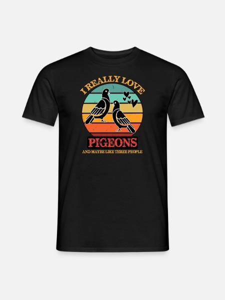Really Love Pigeons Retro-Design für Taubenfans - Männer T-Shirt - Schwarz