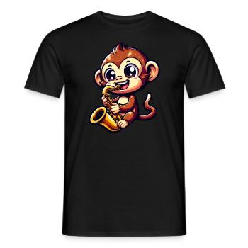 Monkey Saxophone Jazz Music Musician - Men's T-Shirt - black - Front - AI Model Male 178 light (178cm)