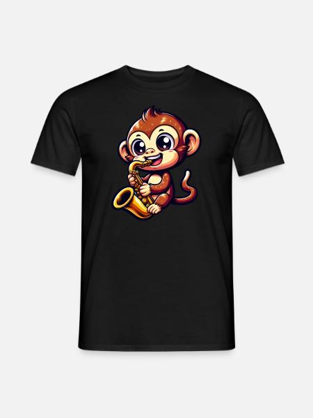 Monkey Saxophone Jazz Music Musician - Men's T-Shirt - black