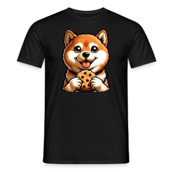 Süßer Shiba Inu Hund mit Keks Nachtisch - Männer T-Shirt - Schwarz - Vorne - AI Model Male 178 light (178cm)