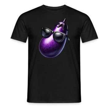 Coole Aubergine mit Sonnenbrille Sommerfrucht cool - Männer T-Shirt - Schwarz - Vorne - AI Model Male 178 light (178cm)