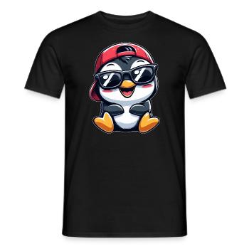 pingouin cool avec des lunettes de soleil style dessin animé - T-shirt homme - noir - Devant - AI Model Male 178 light (178cm)