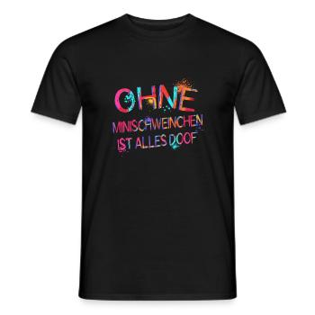 Ohne Minischwein ist alles doof Wasserfarben - Männer T-Shirt - Schwarz - Vorne - AI Model Male 178 light (178cm)