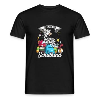 Enfin un écolier inscription cadeau zèbre - T-shirt homme - noir - Devant - AI Model Male 178 light (178cm)