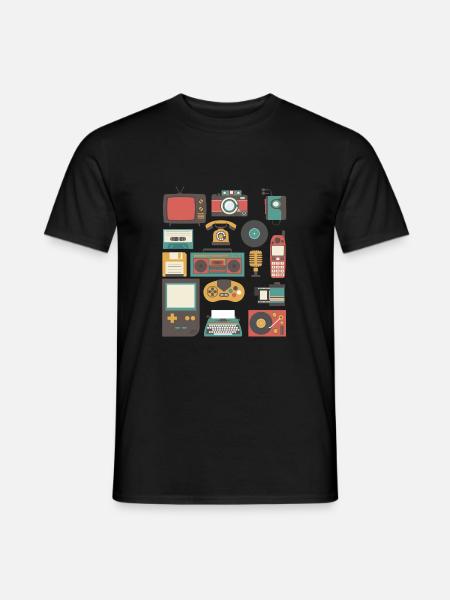 Vintage 90s Technology Old Gadgets TShirt - Men's T-Shirt - black