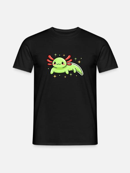 Grün fluoreszierender Axolotl für Axolotl Fans - Männer T-Shirt - Schwarz