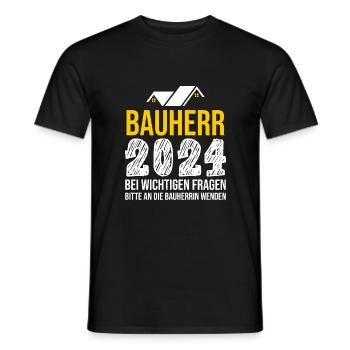 Bauherr 2024 Hausbau Neubau Baustelle Richtfest - Männer T-Shirt - Schwarz - Vorne - AI Model Male 178 light (178cm)