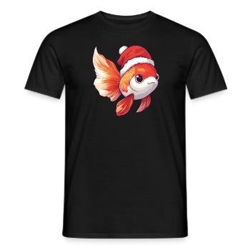 Schleierschwanz Oranda Goldfisch Weihnachtsmütze - Männer T-Shirt - Schwarz - Vorne - AI Model Male 178 light (178cm)