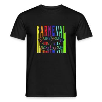 colorful carnival lettering with carnival mask - Men's T-Shirt - black - Front - AI Model Male 178 light (178cm)