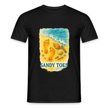 Beach Motif Sandy Toes | Summer Watercolor - Men's T-Shirt - black - Front - AI Model Male 178 light (178cm)