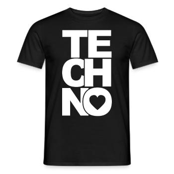 TECHNO LIEBE LOVE - Männer T-Shirt - Schwarz - Vorne - AI Model Male 178 light (178cm)